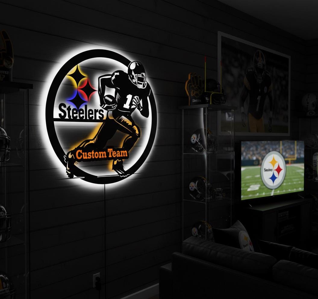 Pittsburgh Steelers Wall Art - Team Logo NFL Decor - Game Room Gift