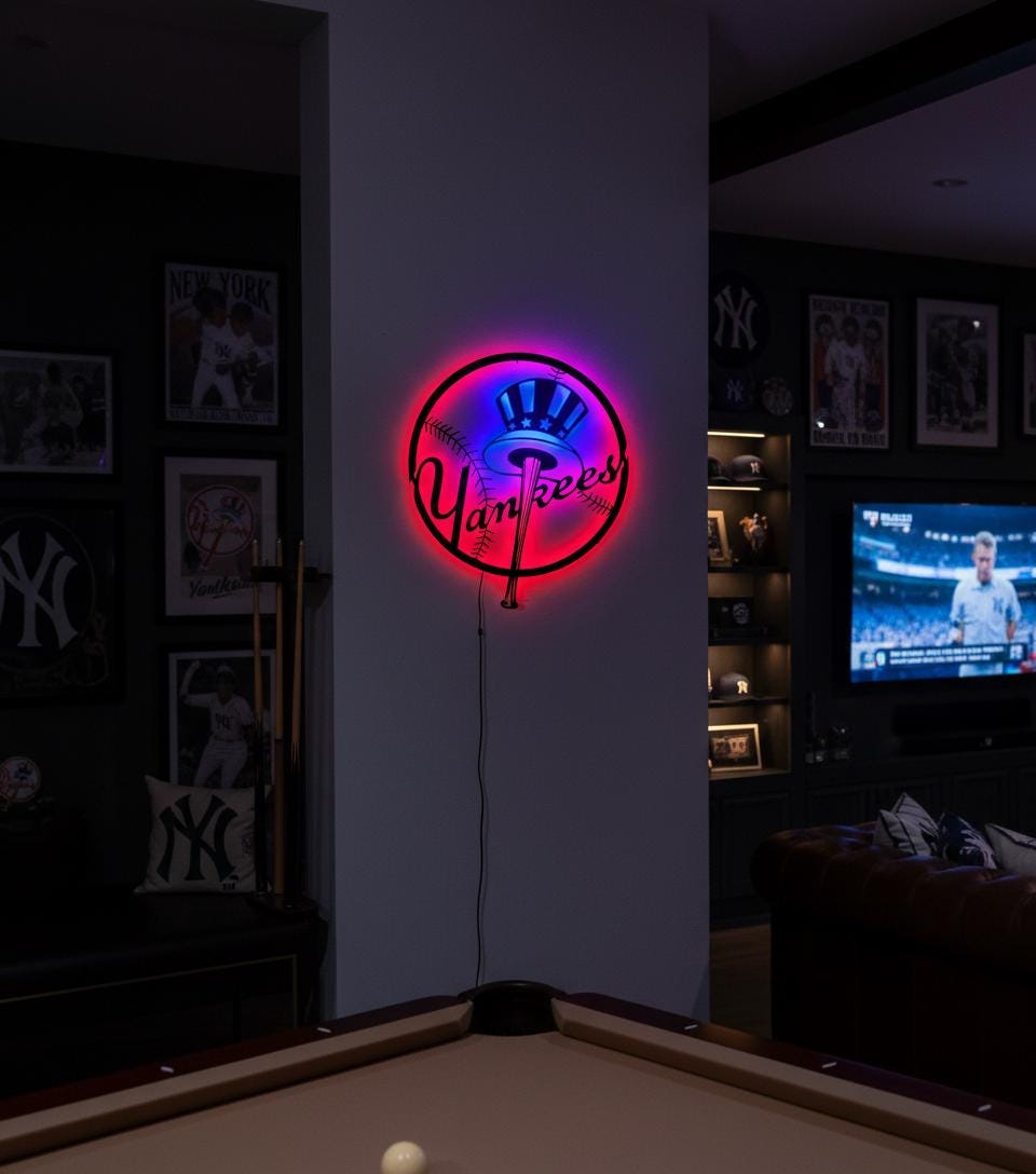 New York Yankees Wall Art - Iconic Team Logo Game Room Man Cave Decor