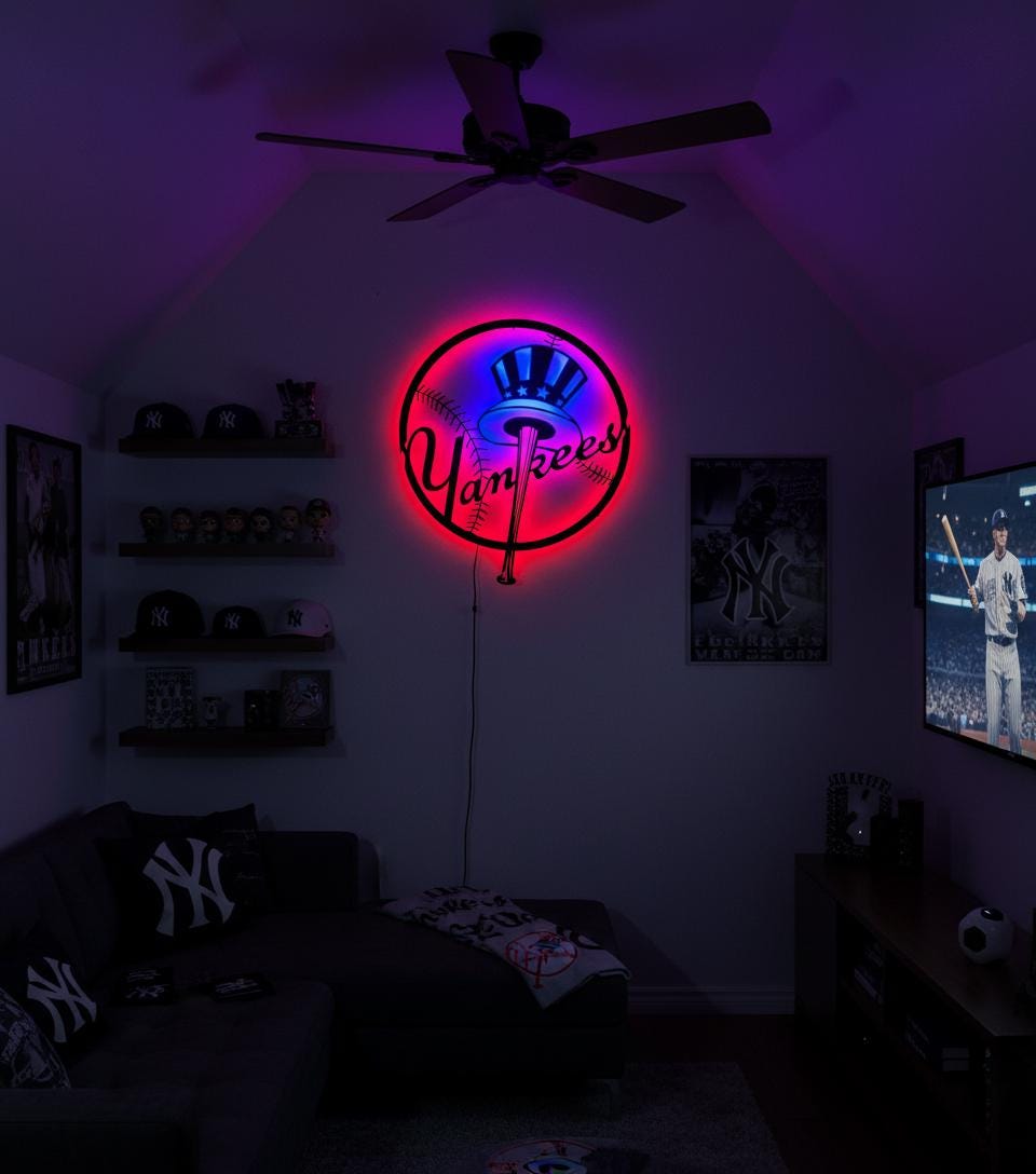 New York Yankees Wall Art - Iconic Team Logo Game Room Man Cave Decor