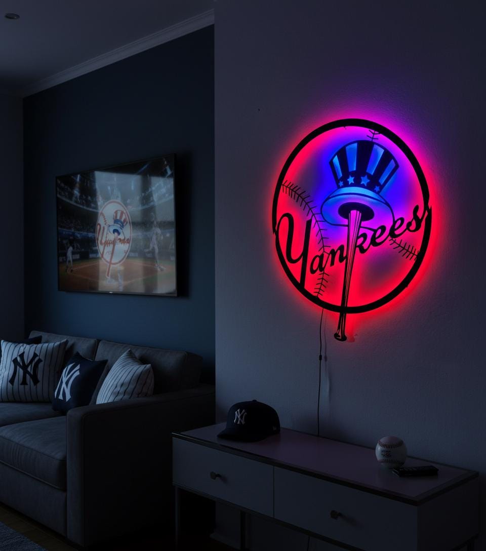 New York Yankees Wall Art - Iconic Team Logo Game Room Man Cave Decor