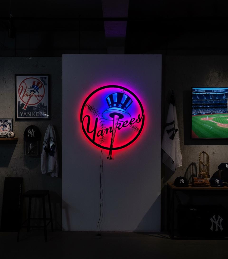 New York Yankees Wall Art - Iconic Team Logo Game Room Man Cave Decor