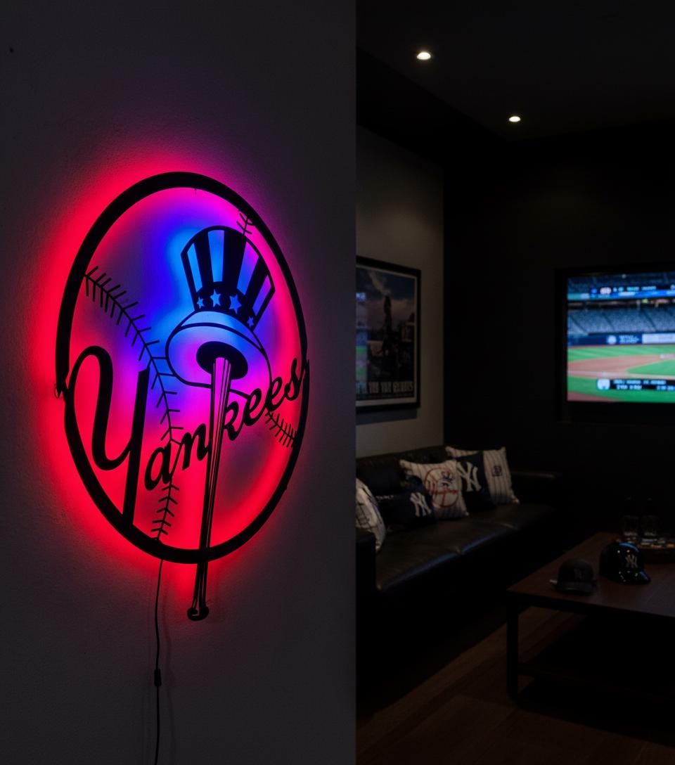 New York Yankees Wall Art - Iconic Team Logo Game Room Man Cave Decor