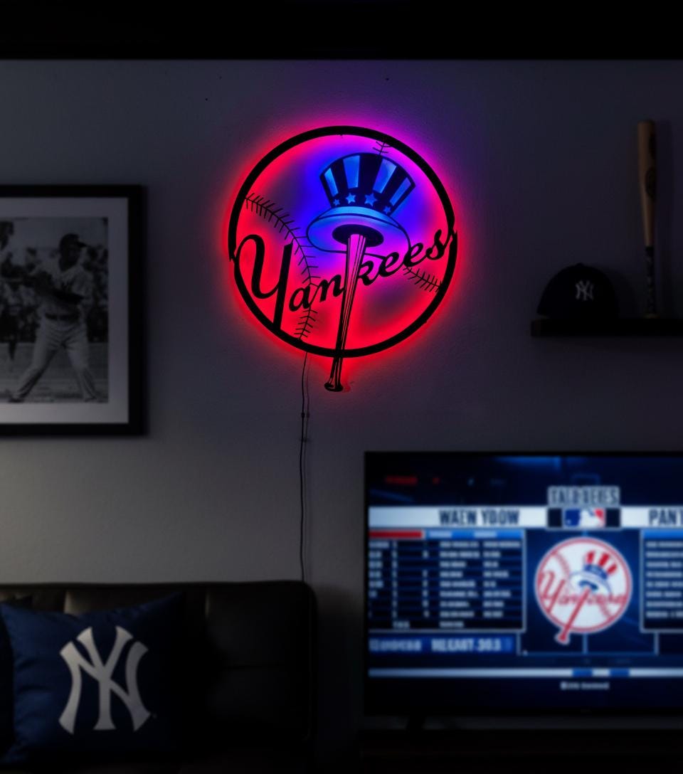 New York Yankees Wall Art - Iconic Team Logo Game Room Man Cave Decor