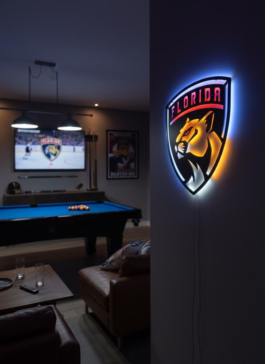 Florida Panthers Wall Art - Hockey Team Logo Decor - Man Cave Gift