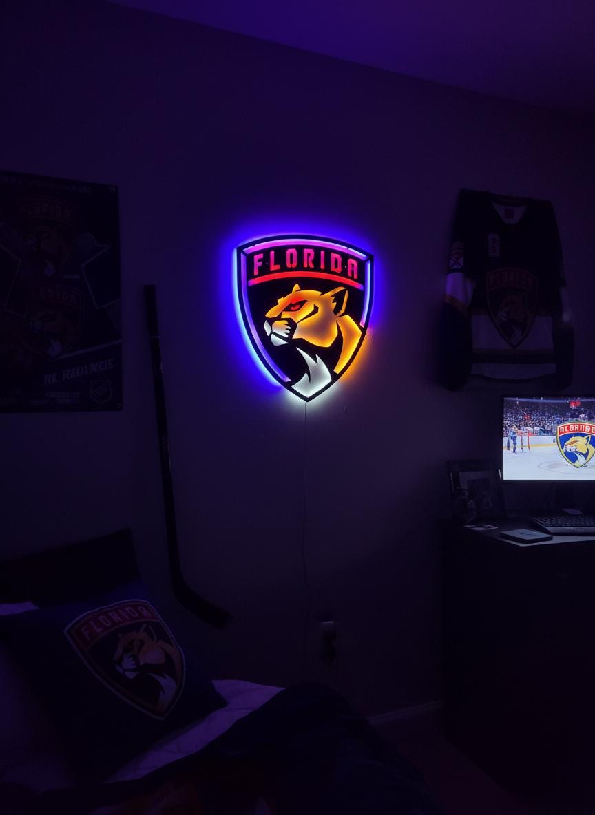 Florida Panthers Wall Art - Hockey Team Logo Decor - Man Cave Gift