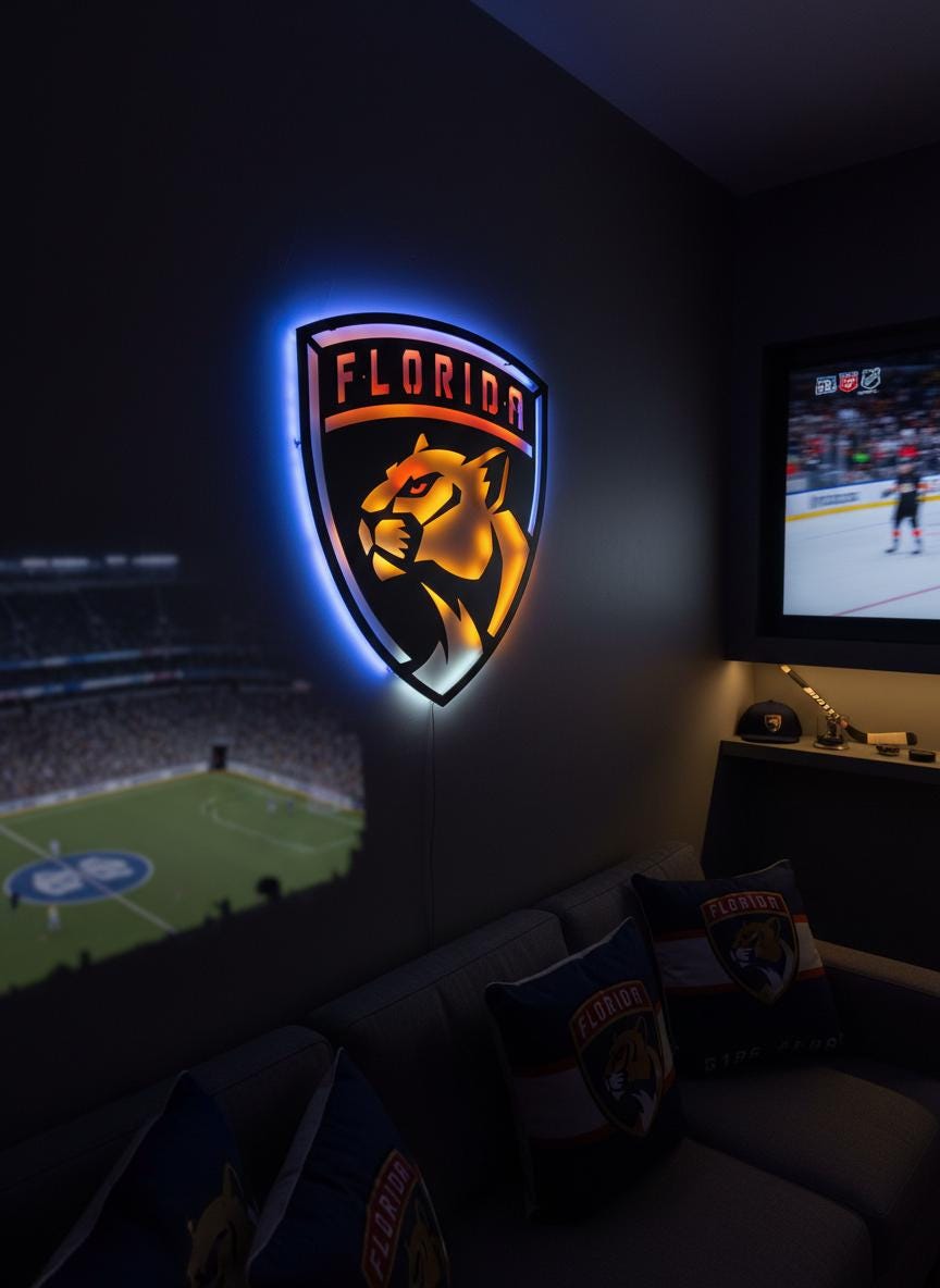 Florida Panthers Wall Art - Hockey Team Logo Decor - Man Cave Gift