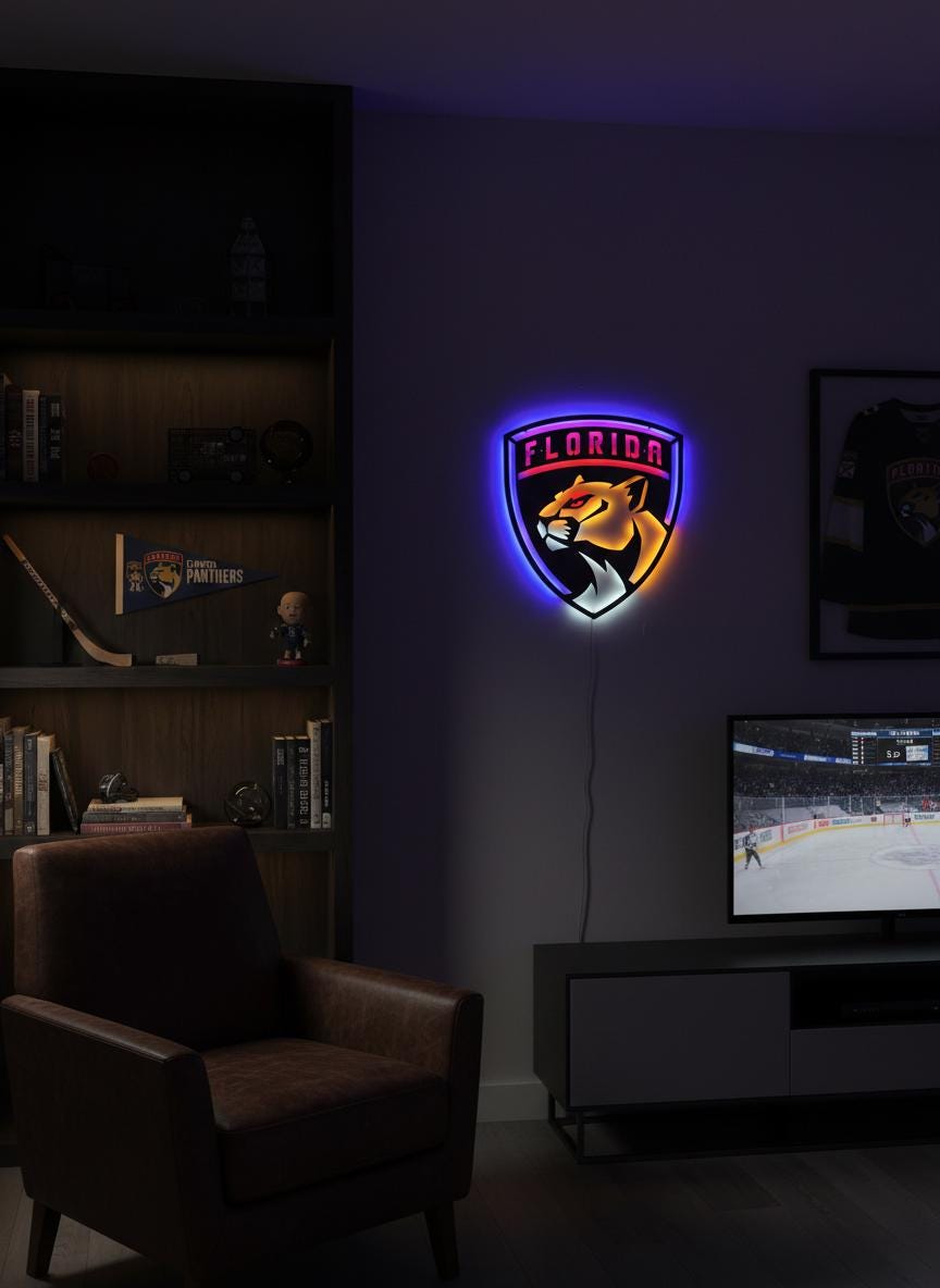 Florida Panthers Wall Art - Hockey Team Logo Decor - Man Cave Gift