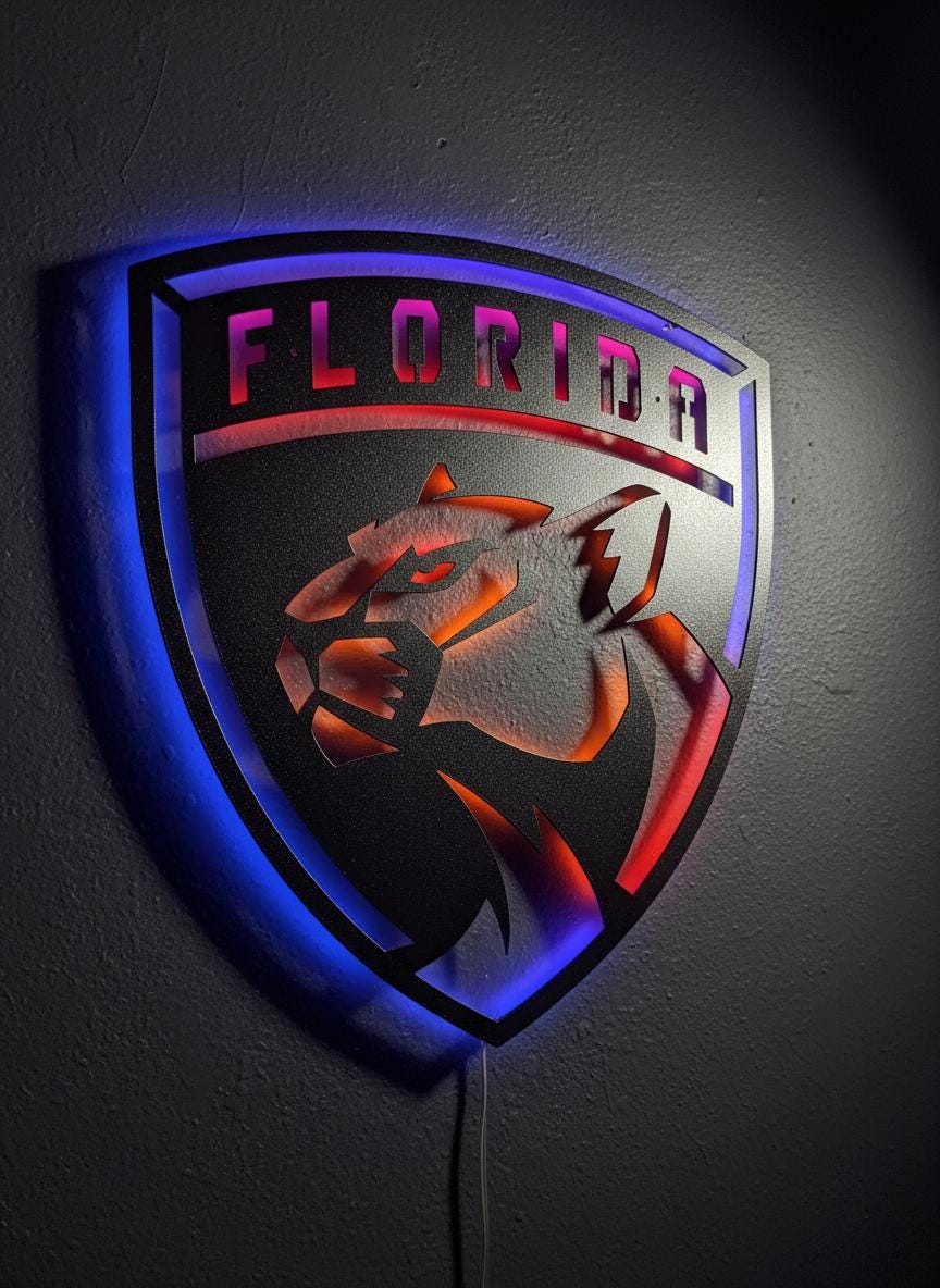 Florida Panthers Wall Art - Hockey Team Logo Decor - Man Cave Gift