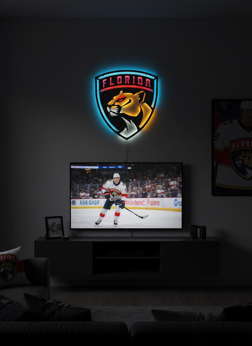 Florida Panthers Wall Art - Hockey Team Logo Decor - Man Cave Gift