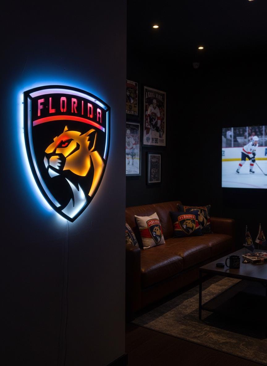 Florida Panthers Wall Art - Hockey Team Logo Decor - Man Cave Gift