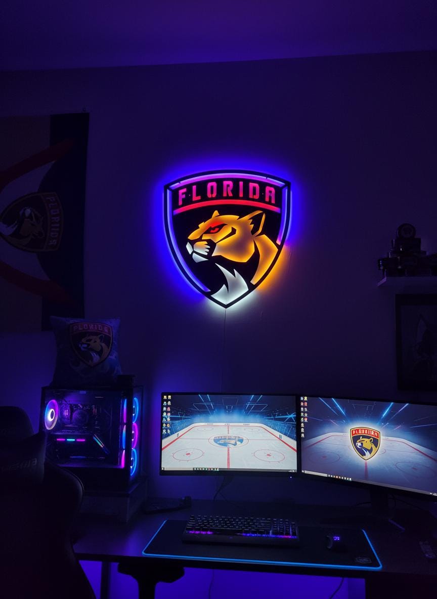 Florida Panthers Wall Art - Hockey Team Logo Decor - Man Cave Gift