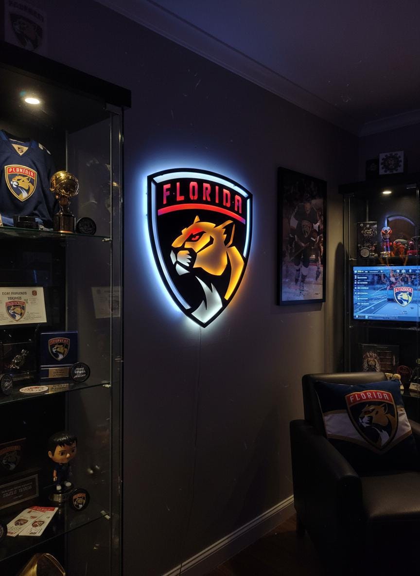 Florida Panthers Wall Art - Hockey Team Logo Decor - Man Cave Gift