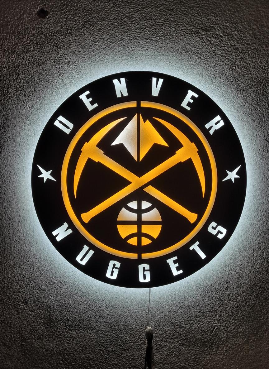 Denver Nuggets Wall Art - NBA Team Logo Basketball Art Game Room Decor