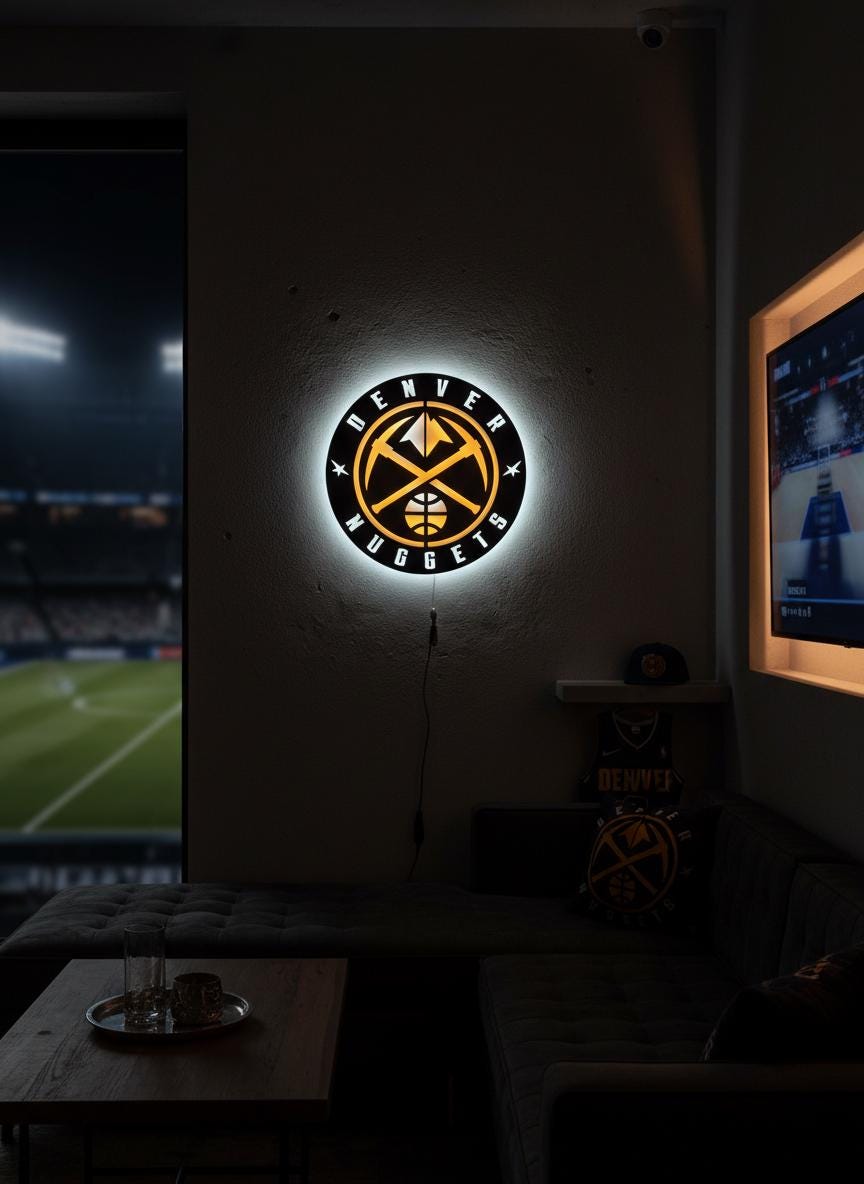 Denver Nuggets Wall Art - NBA Team Logo Basketball Art Game Room Decor