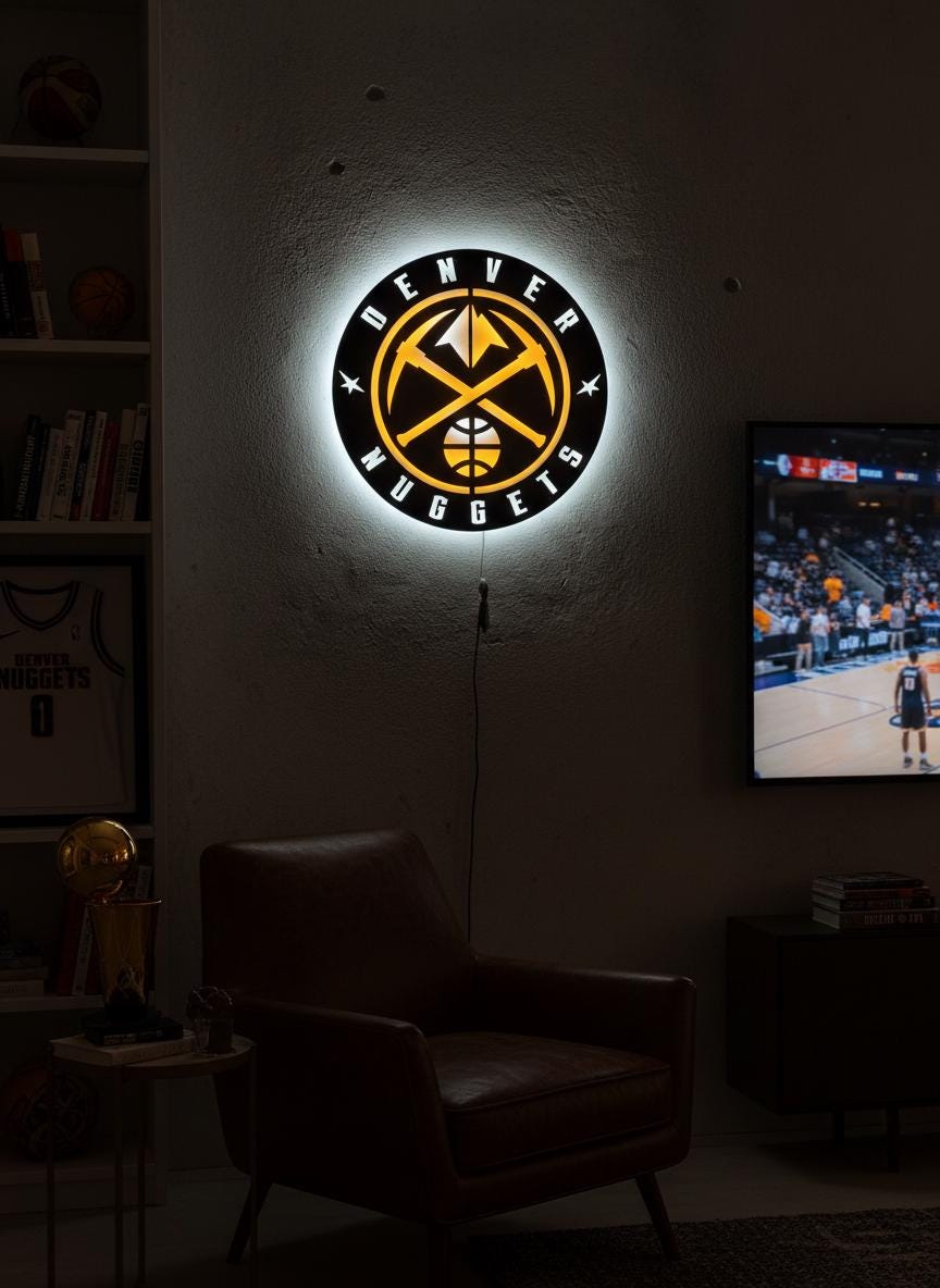 Denver Nuggets Wall Art - NBA Team Logo Basketball Art Game Room Decor