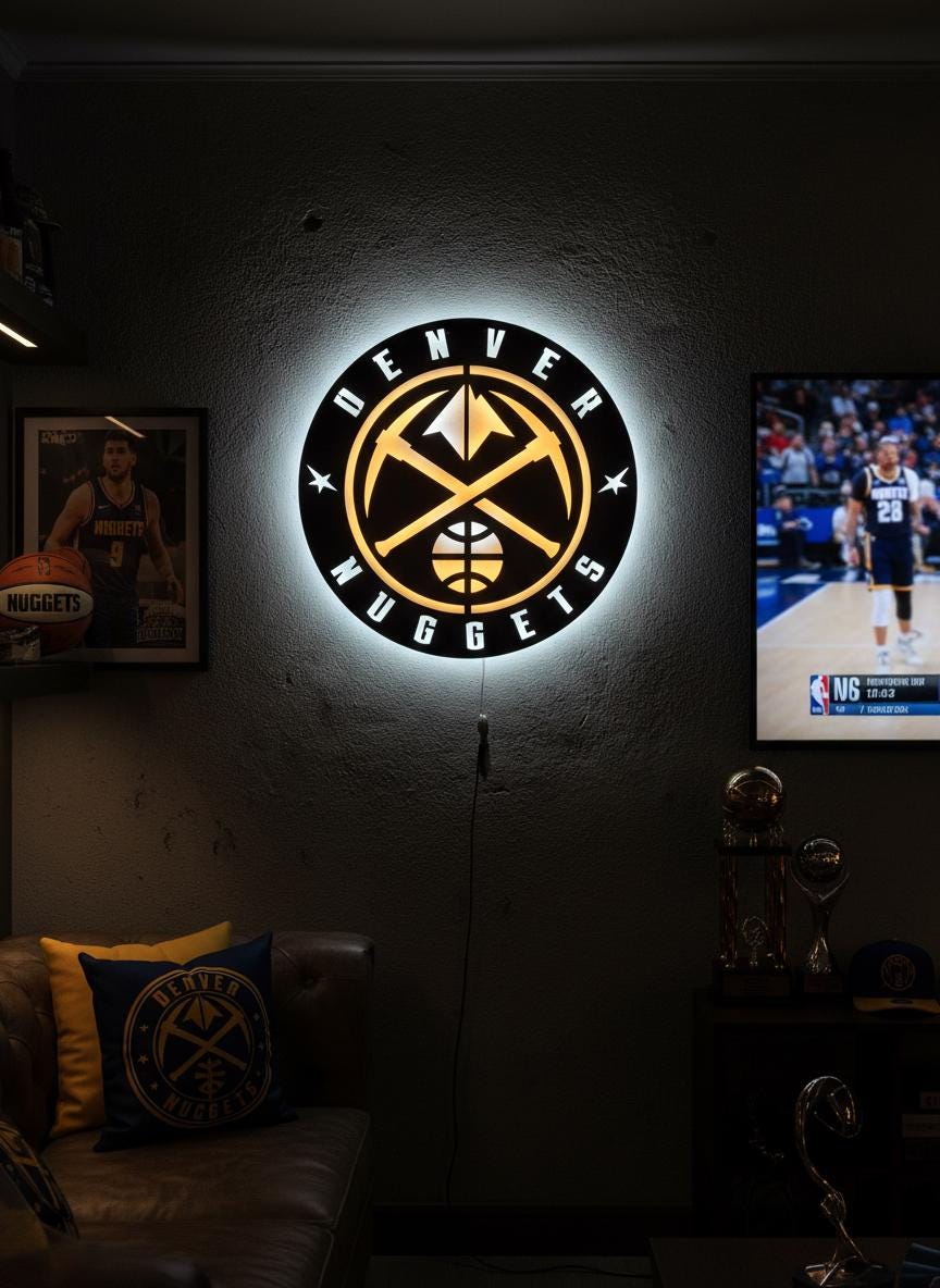 Denver Nuggets Wall Art - NBA Team Logo Basketball Art Game Room Decor