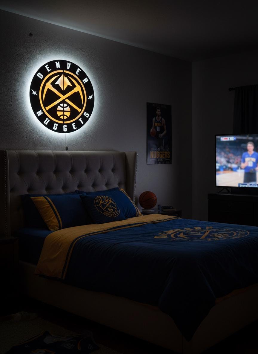 Denver Nuggets Wall Art - NBA Team Logo Basketball Art Game Room Decor
