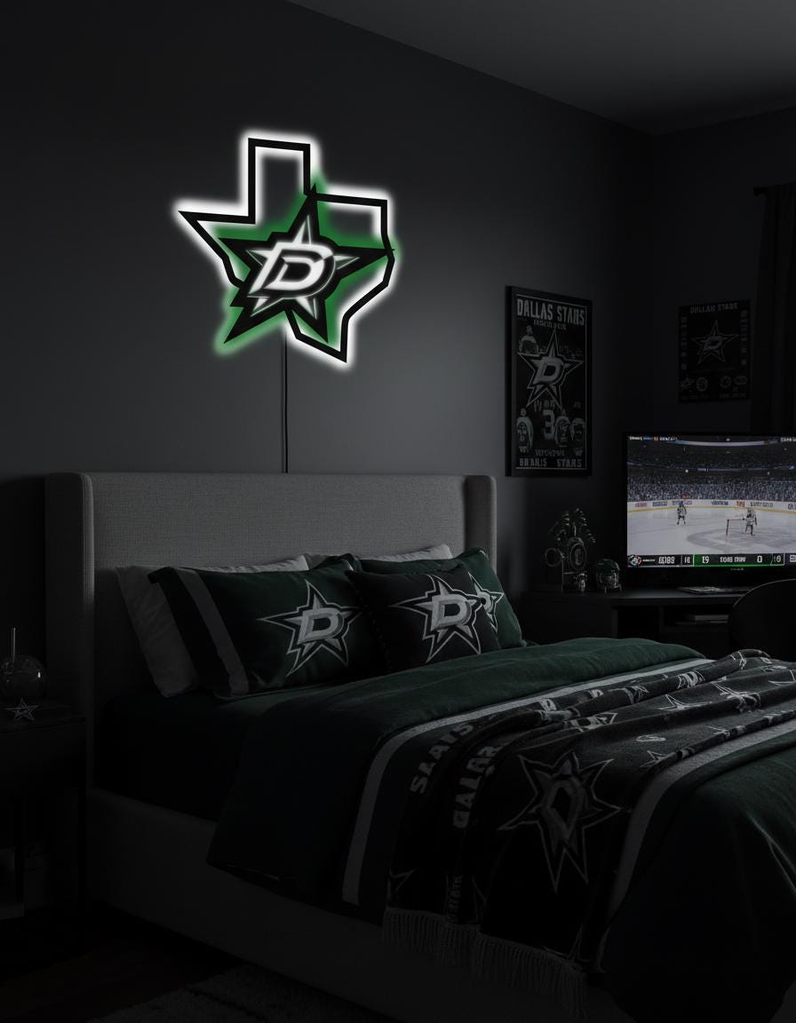 Dallas Stars Wall Art - Team Logo Hockey Decor - Game Room Man Cave Sign