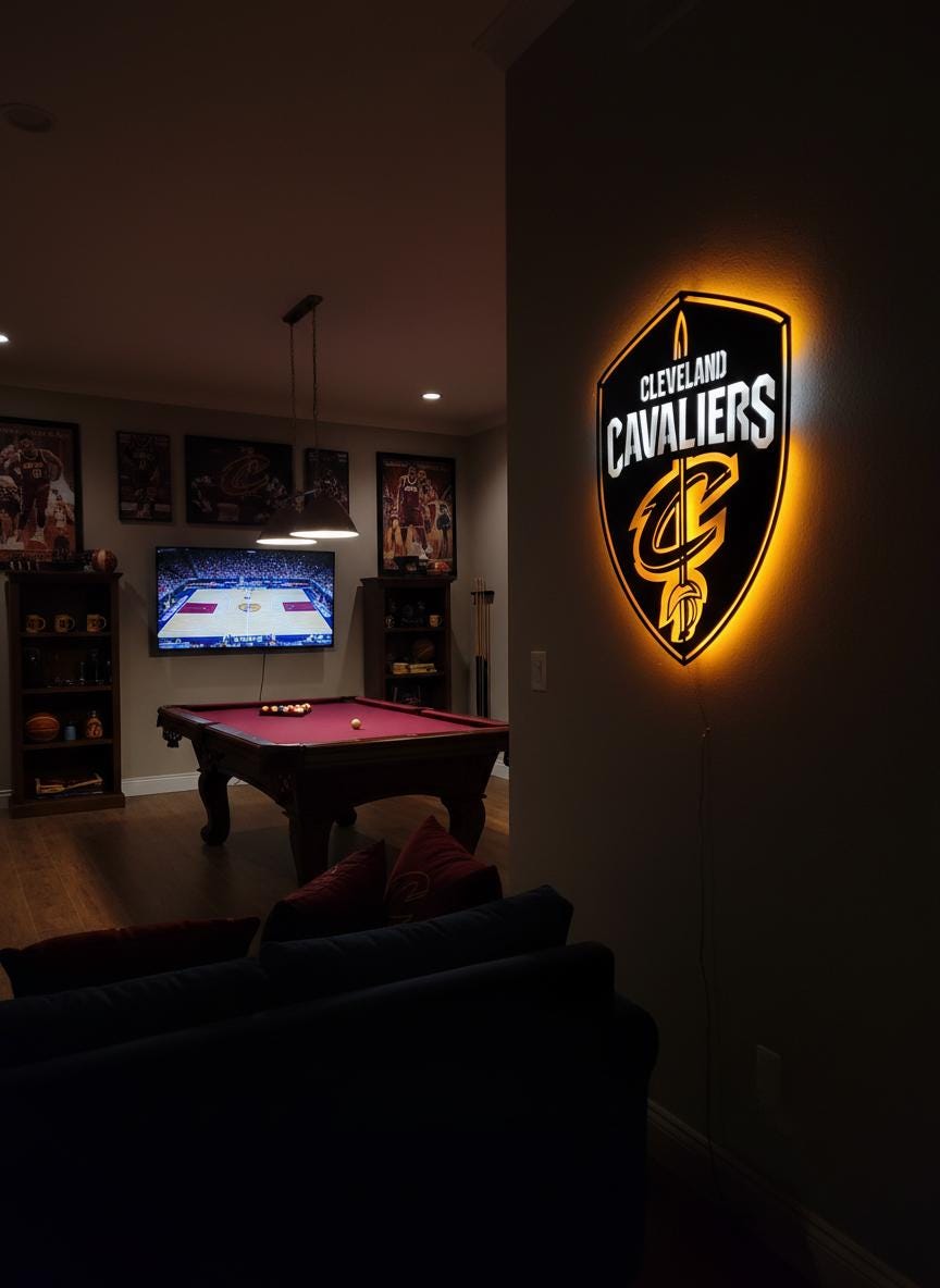 Cleveland Cavaliers Wall Art - NBA Basketball Team Logo Game Room Decor
