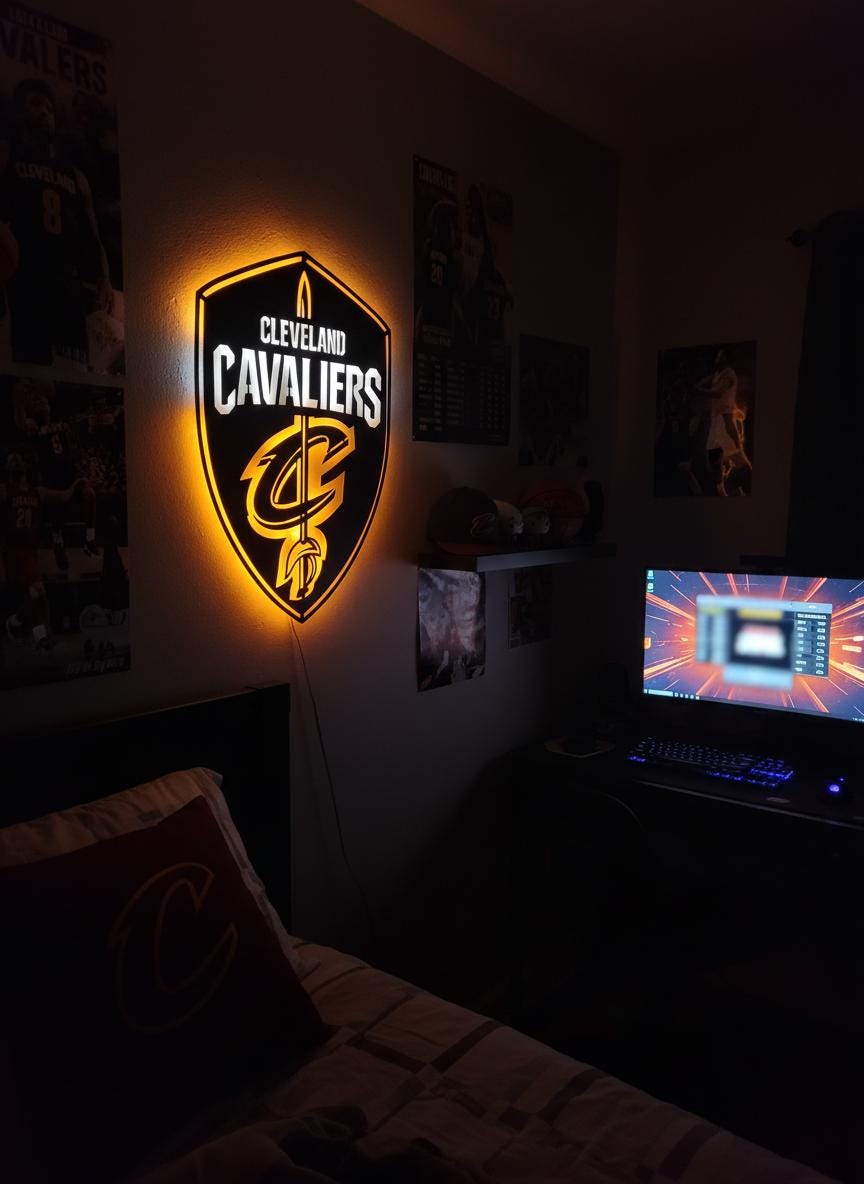 Cleveland Cavaliers Wall Art - NBA Basketball Team Logo Game Room Decor