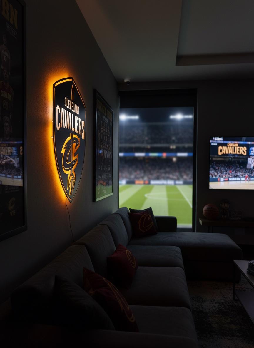 Cleveland Cavaliers Wall Art - NBA Basketball Team Logo Game Room Decor