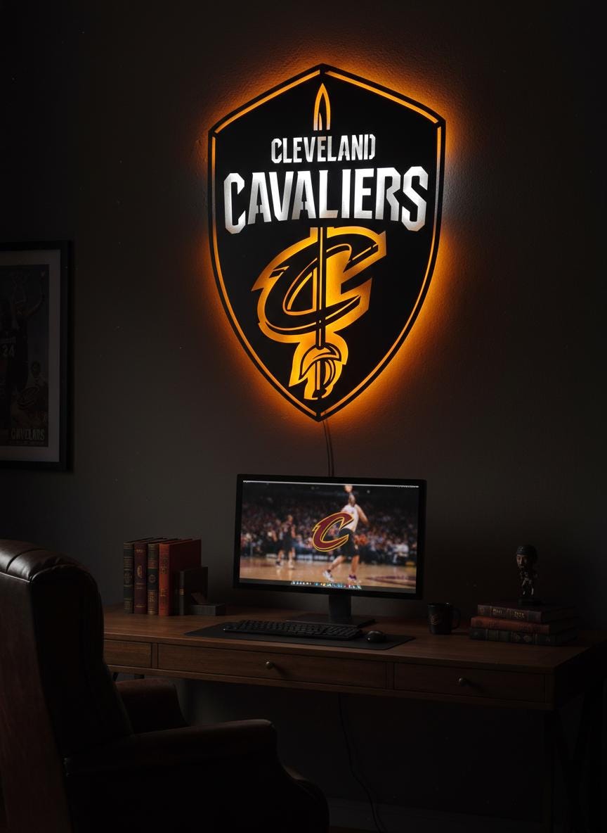 Cleveland Cavaliers Wall Art - NBA Basketball Team Logo Game Room Decor