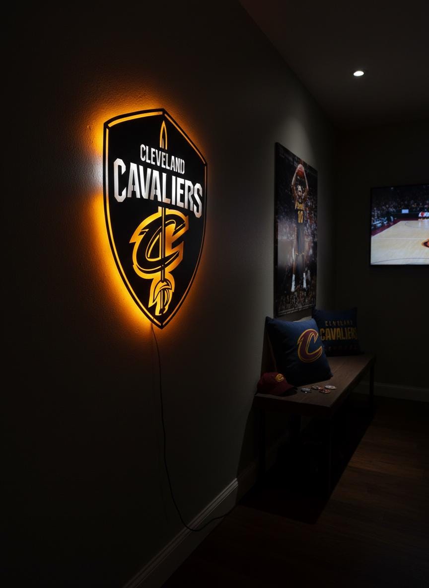 Cleveland Cavaliers Wall Art - NBA Basketball Team Logo Game Room Decor