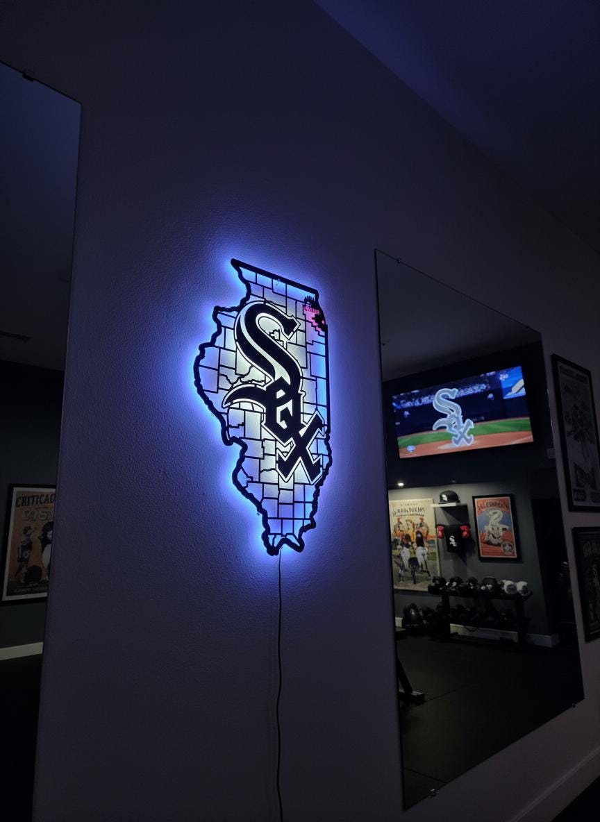 Chicago White Sox Wall Art - Baseball Team Logo Decor Game Room Gift