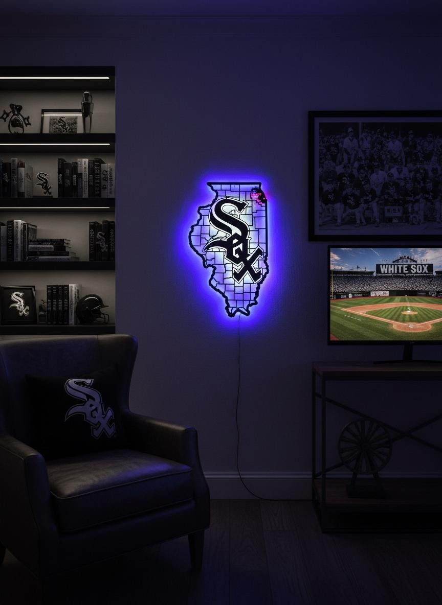 Chicago White Sox Wall Art - Baseball Team Logo Decor Game Room Gift