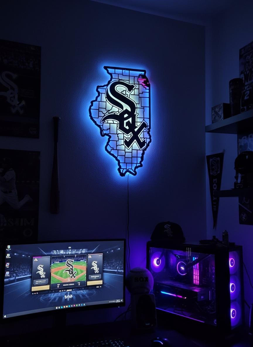 Chicago White Sox Wall Art - Baseball Team Logo Decor Game Room Gift