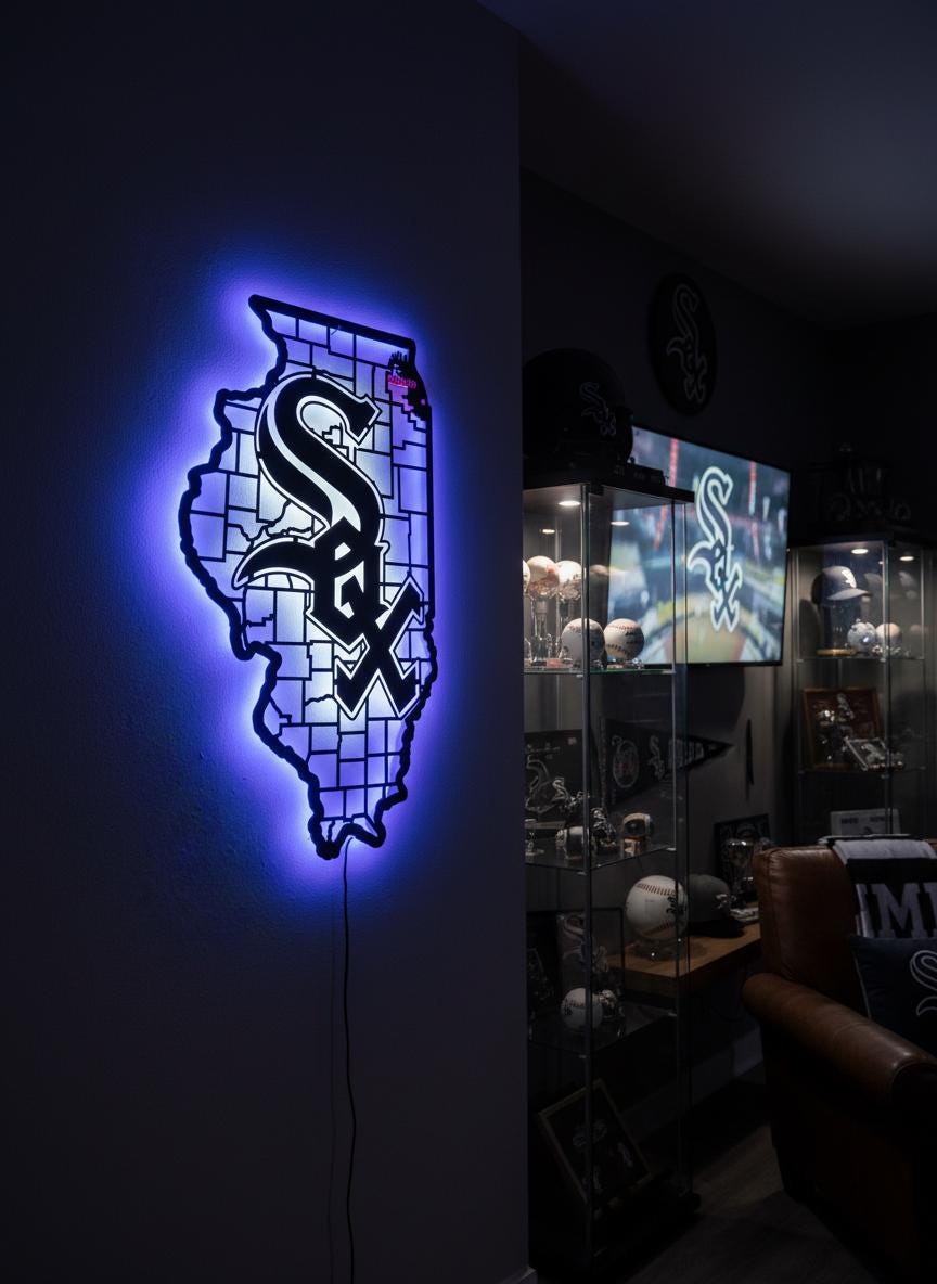 Chicago White Sox Wall Art - Baseball Team Logo Decor Game Room Gift