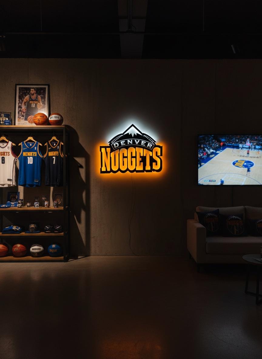 Denver Nuggets Wall Art - NBA Team Logo Basketball Game Room Decor