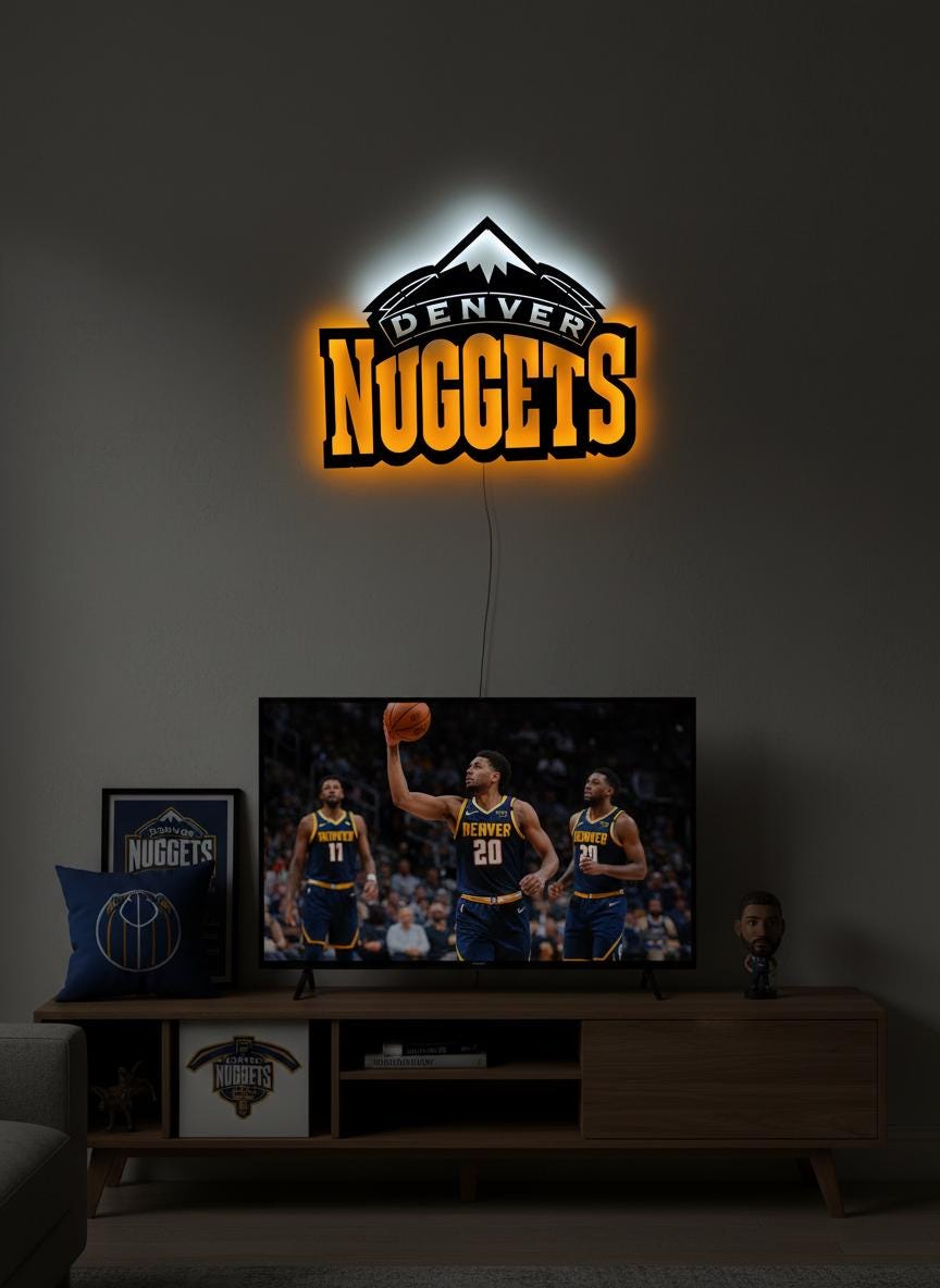 Denver Nuggets Wall Art - NBA Team Logo Basketball Game Room Decor