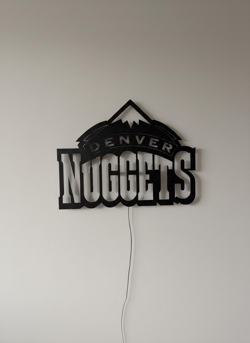 Denver Nuggets Wall Art - NBA Team Logo Basketball Game Room Decor