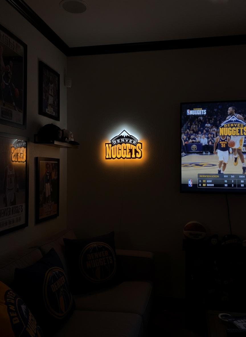 Denver Nuggets Wall Art - NBA Team Logo Basketball Game Room Decor