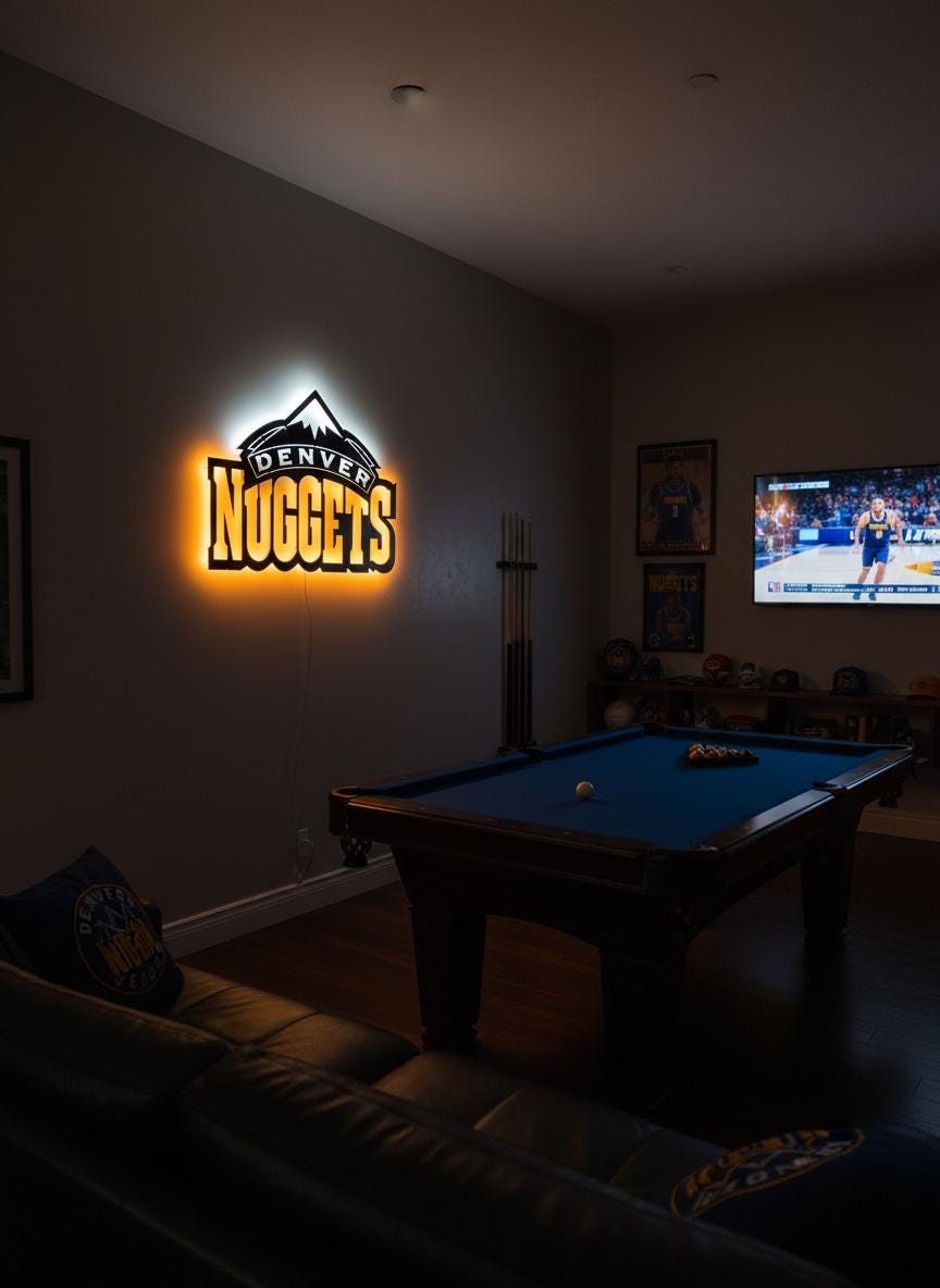 Denver Nuggets Wall Art - NBA Team Logo Basketball Game Room Decor