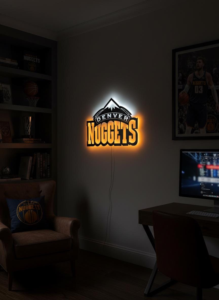 Denver Nuggets Wall Art - NBA Team Logo Basketball Game Room Decor