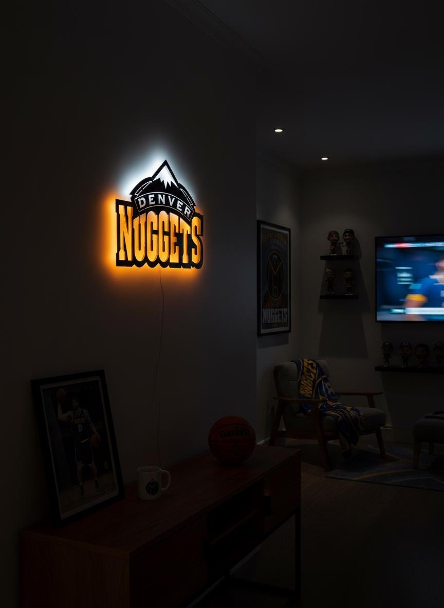 Denver Nuggets Wall Art - NBA Team Logo Basketball Game Room Decor