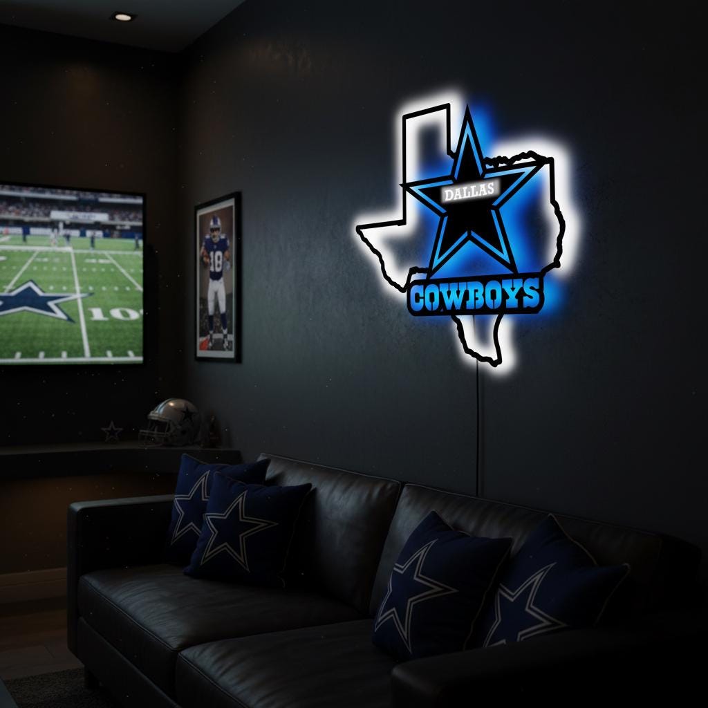 Dallas Stars Wall Art - Unique Hockey Team Logo Game Room Decor Gift