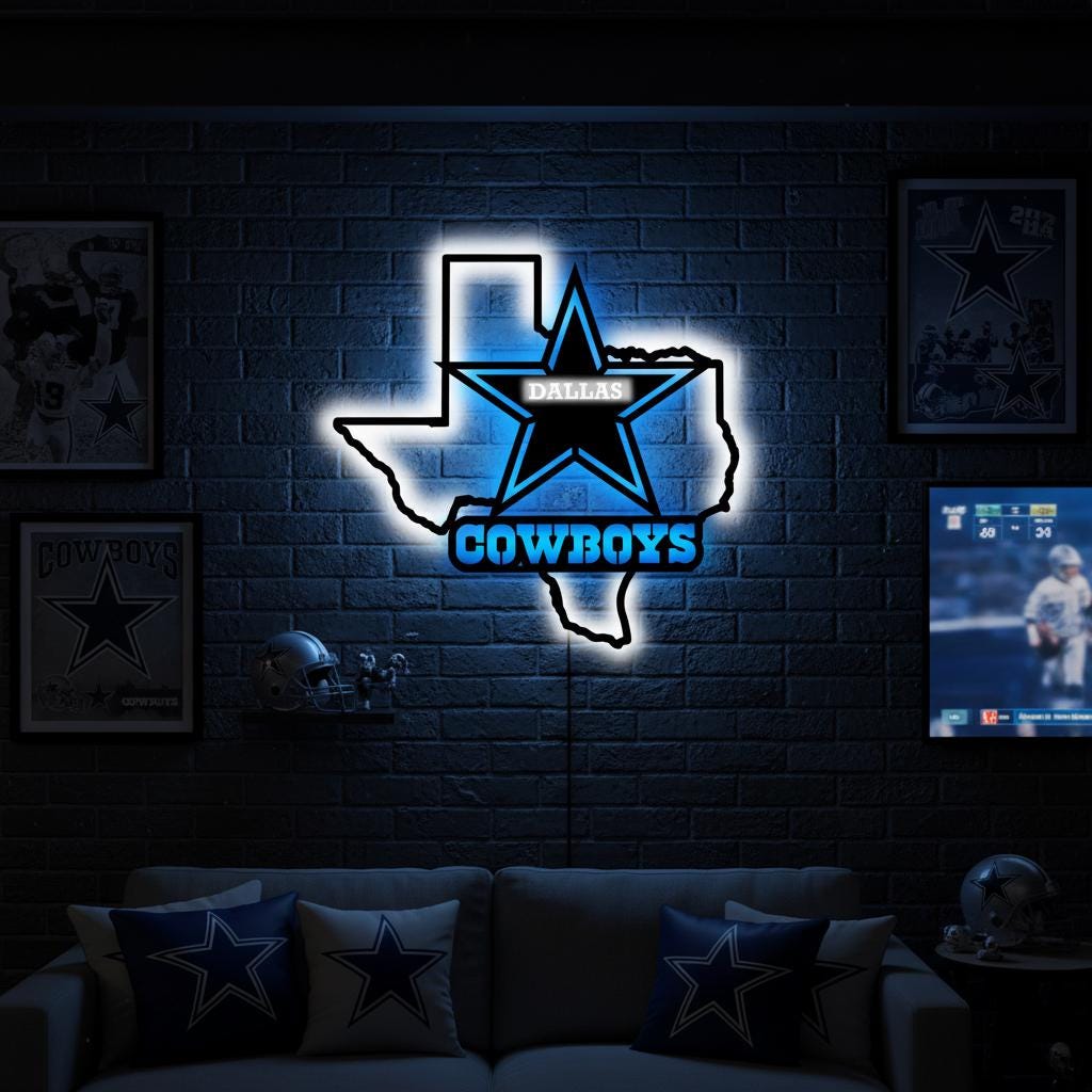 Dallas Stars Wall Art - Unique Hockey Team Logo Game Room Decor Gift
