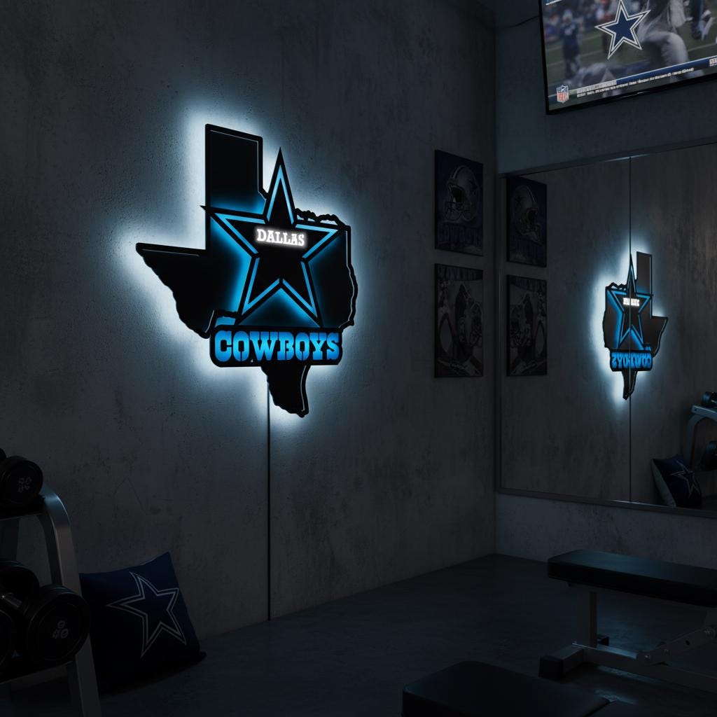 Dallas Stars Wall Art - Unique Hockey Team Logo Game Room Decor Gift