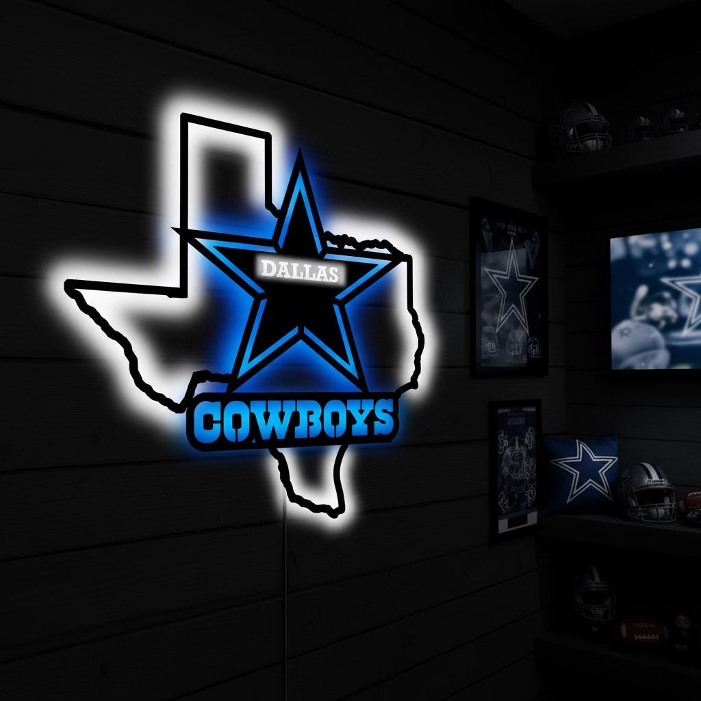 Dallas Stars Wall Art - Unique Hockey Team Logo Game Room Decor Gift