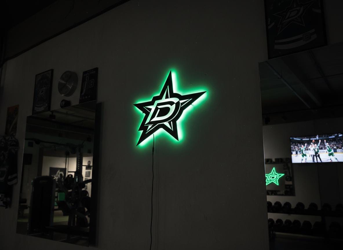 Dallas Stars Wall Art - Hockey Team Logo - Game Room Decor Gift