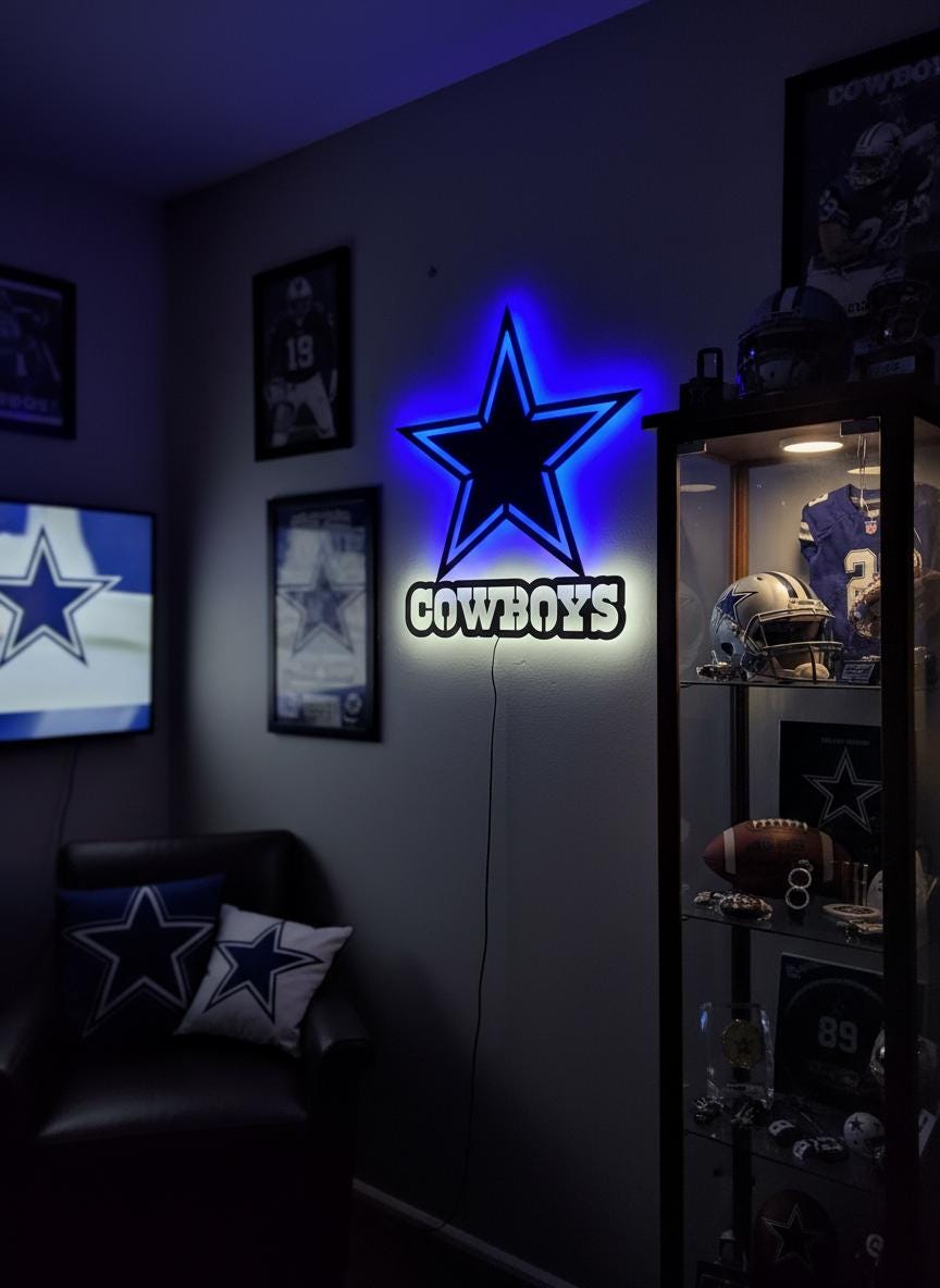 Dallas Cowboys Wall Art - NFL Team Logo Decor for Game Room & Gifts