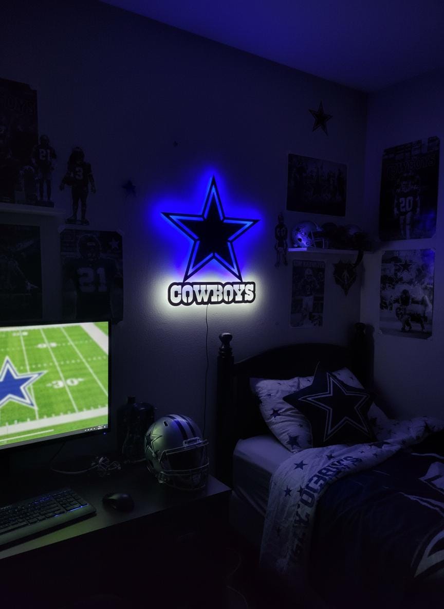 Dallas Cowboys Wall Art - NFL Team Logo Decor for Game Room & Gifts