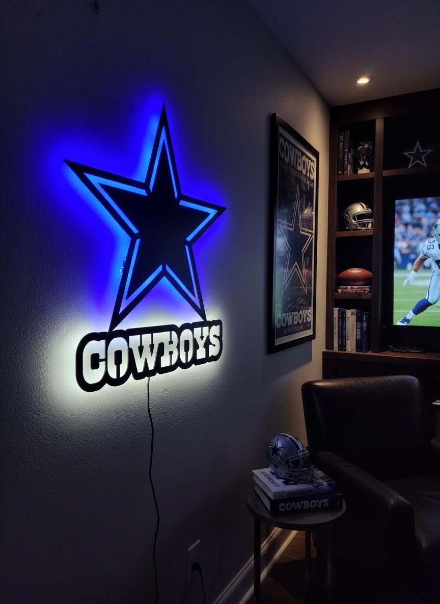 Dallas Cowboys Wall Art - NFL Team Logo Decor for Game Room & Gifts