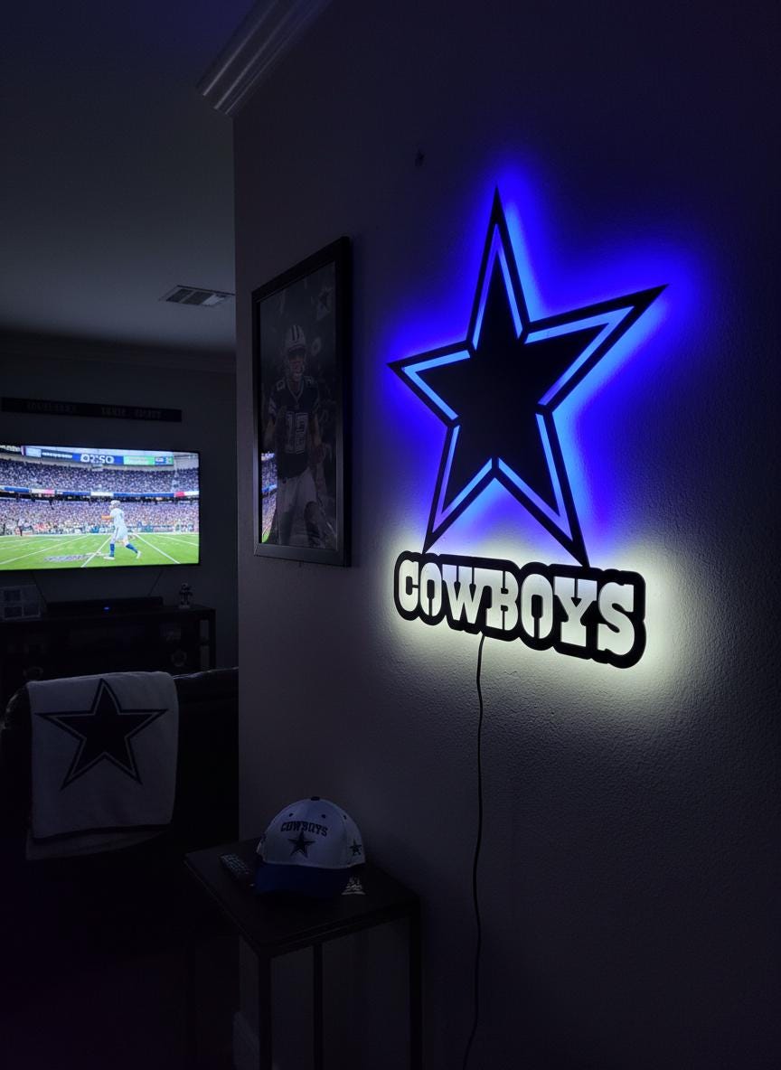 Dallas Cowboys Wall Art - NFL Team Logo Decor for Game Room & Gifts