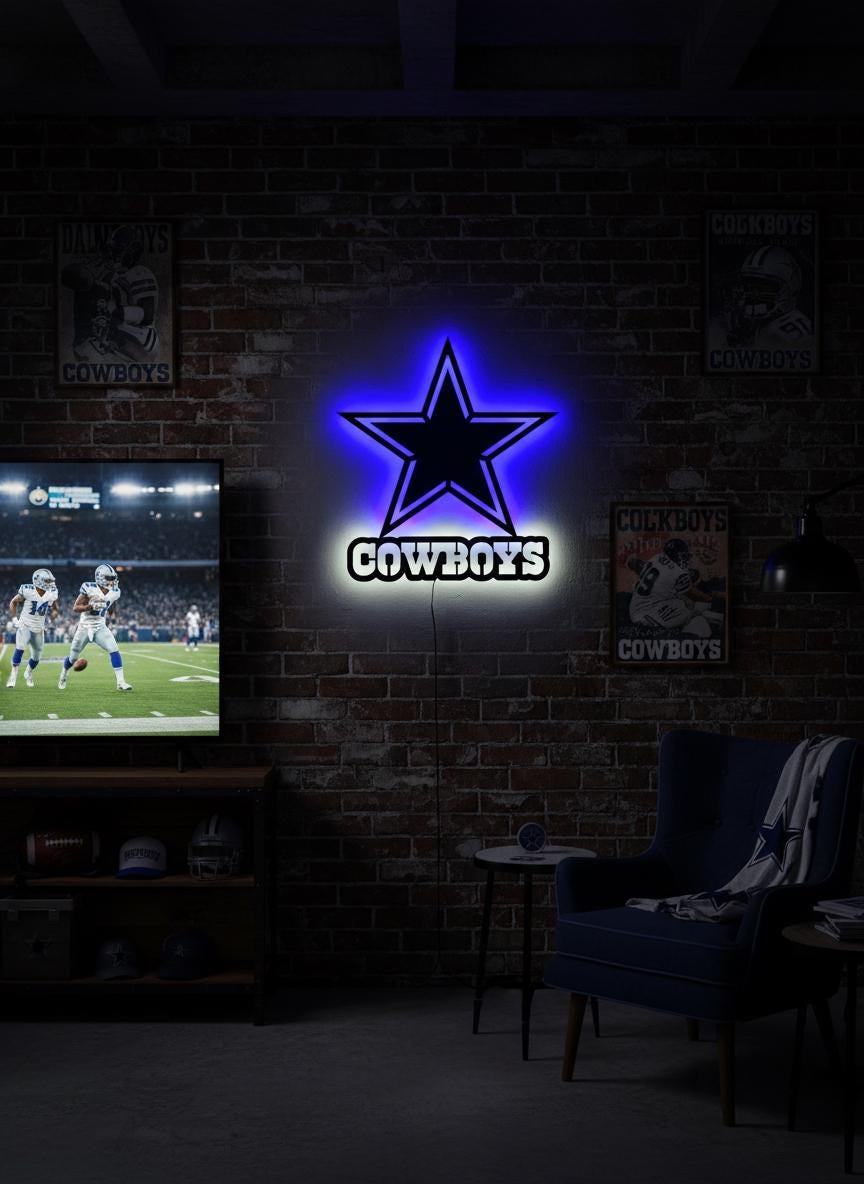 Dallas Cowboys Wall Art - NFL Team Logo Decor for Game Room & Gifts
