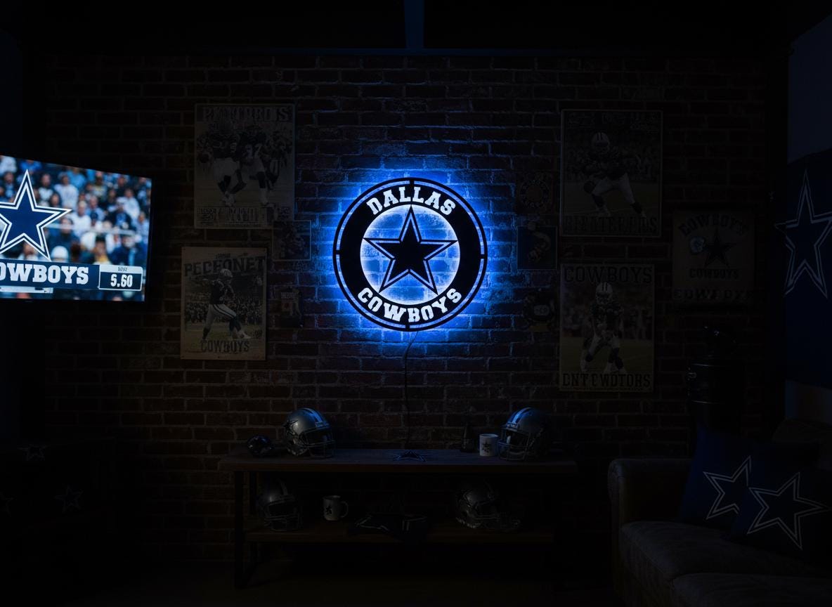 Dallas Cowboys Wall Art - Official NFL Team Logo Sign Game Room Decor