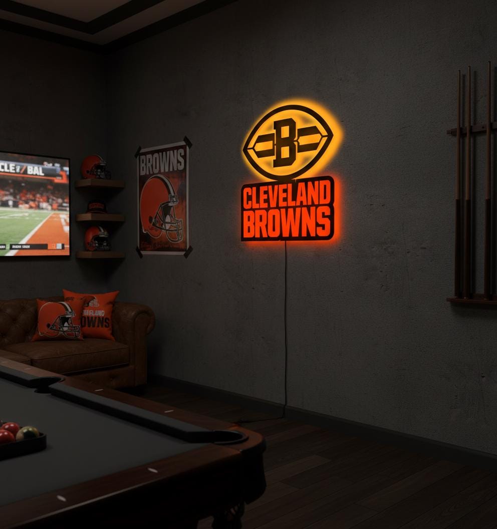 Cleveland Browns Wall Art - NFL Football Team Logo Game Room Decor